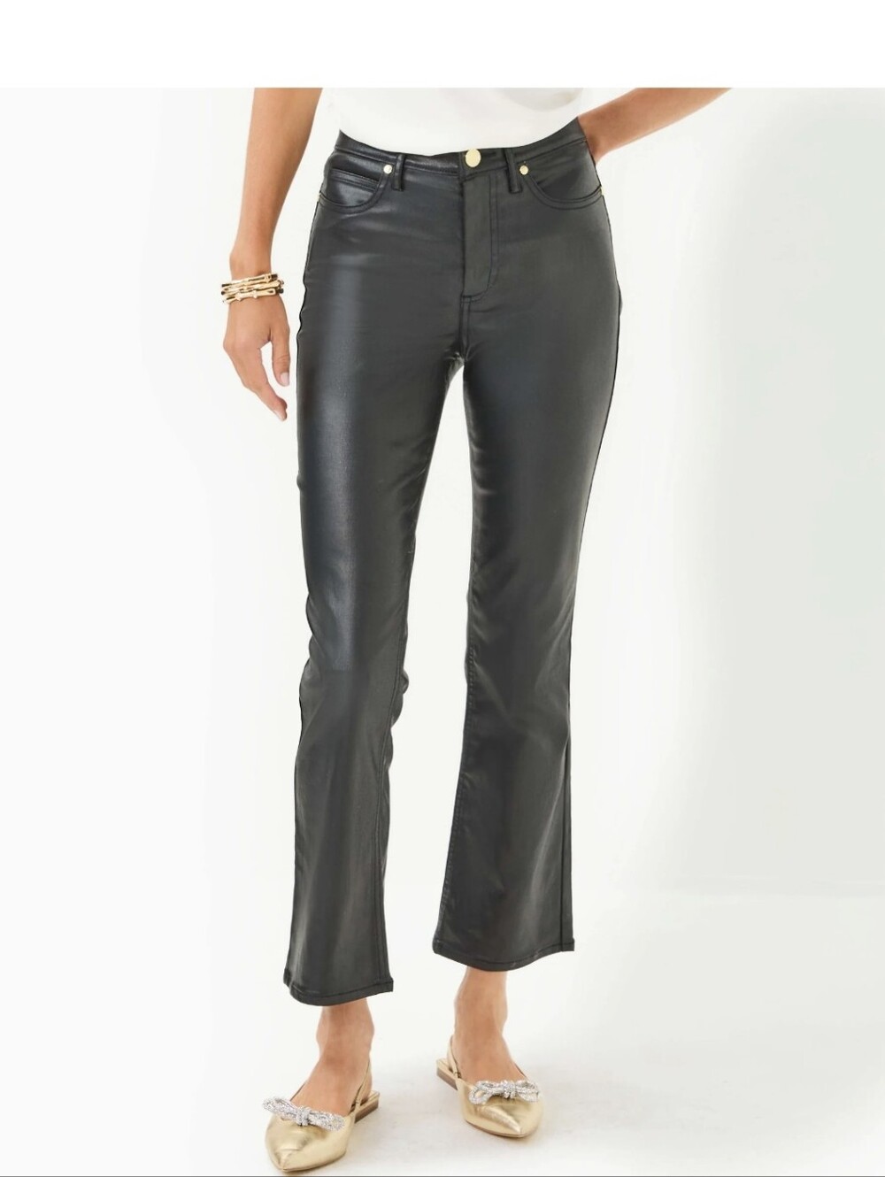 Lilly Pulitzer Liza Noir Coated Crop Flare Pants